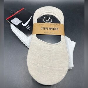 NWT Steve Madden Foot Liners, Pack of 5 Multicolor & Nike White Ankle Socks